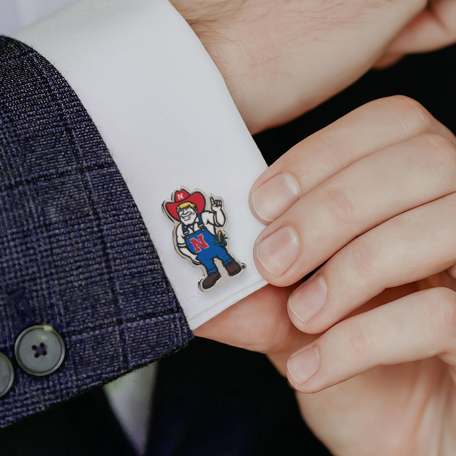 UNL Herbie Husker Mascot Cufflinks Image 2