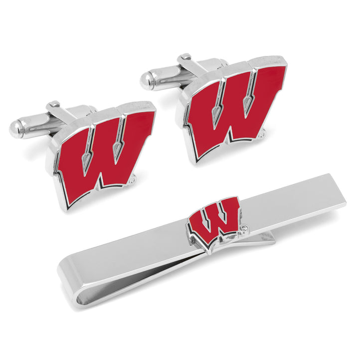 University of Wisconsin Badgers Cufflinks and Tie Bar Gift Set Image 1