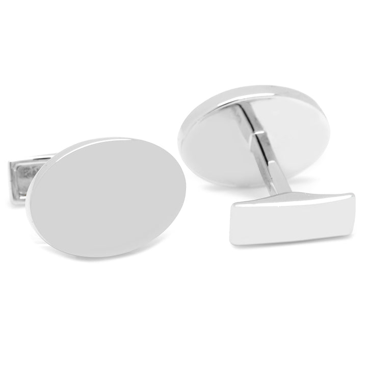 Sterling Silver Infinity Edge Oval Engravable Cufflinks Image 2