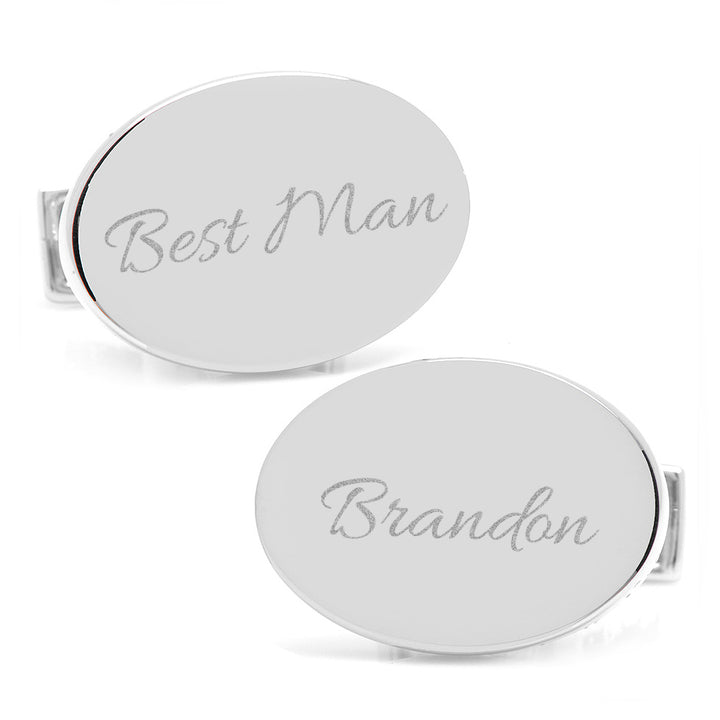 Sterling Silver Infinity Edge Oval Engravable Cufflinks Image 4