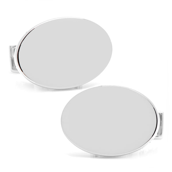 Sterling Silver Infinity Edge Oval Engravable Cufflinks Image 1