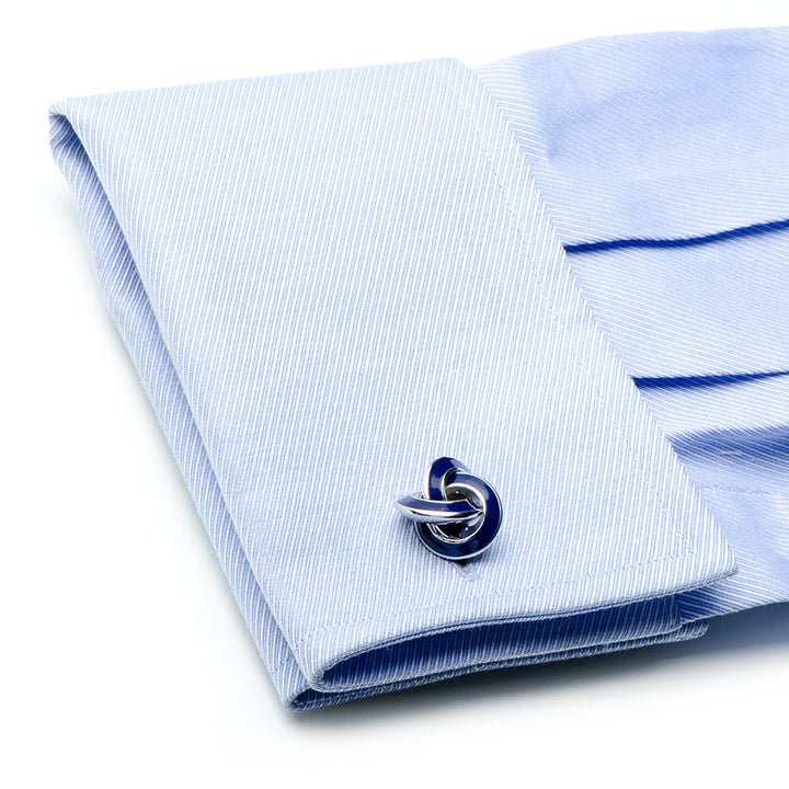 Sterling Blue Enamel Knot Cufflinks Image 3