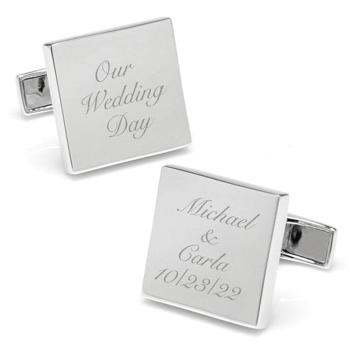 Sterling Silver Infinity Edge Square Engravable Cufflinks Image 2