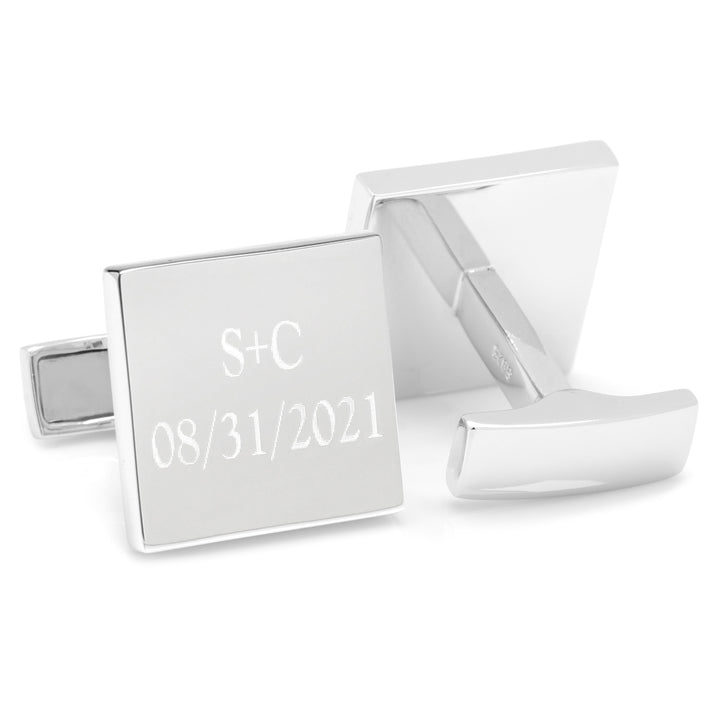 Personalized Wedding Day Engravable Square Cufflinks Image 2