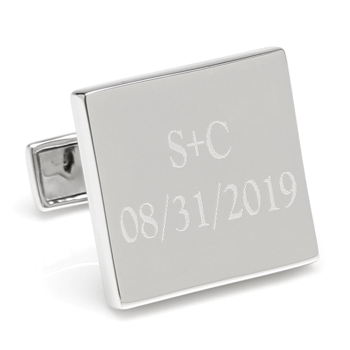 Personalized Wedding Day Engravable Square Cufflinks Image 4