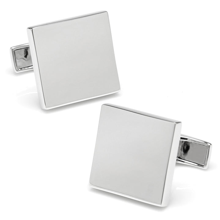 Sterling Silver Infinity Edge Square Engravable Cufflinks Image 1
