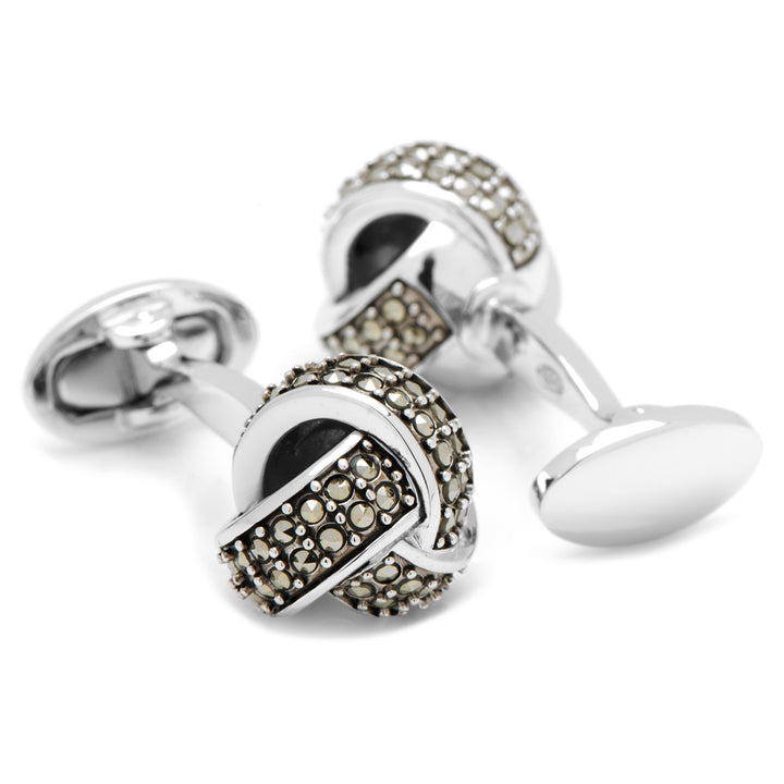 Classic Knot with Marcasite Pave Cufflinks Image 2