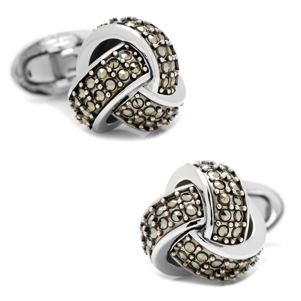 Classic Knot with Marcasite Pave Cufflinks Image 1