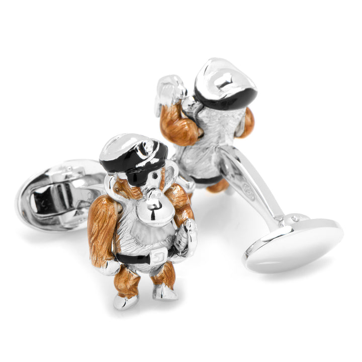 Moving Monkey Pirate with Hat and Sword Cufflinks Image 2