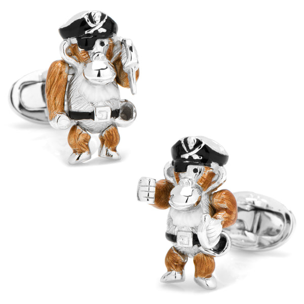 Moving Monkey Pirate with Hat and Sword Cufflinks Image 1
