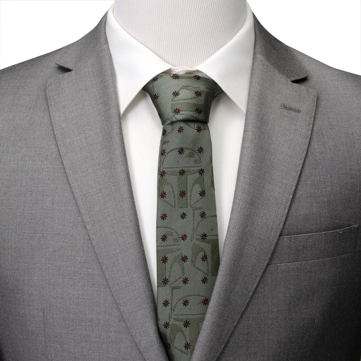 Boba Fett Green Motif Men's Tie Image 2