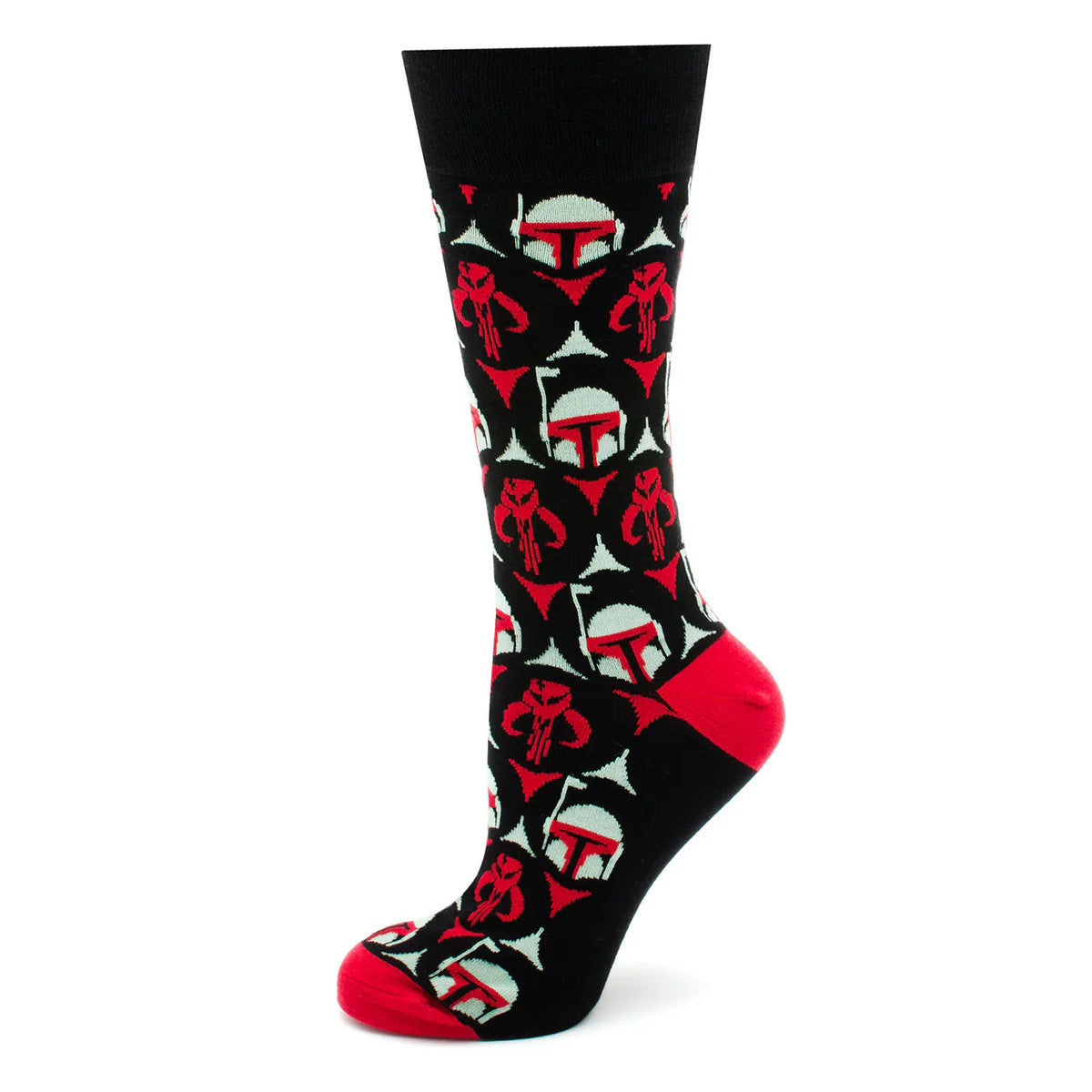 Star Wars Boba Fett and Mythosaur Black and Red Dress Socks and Crest Lapel Pin Gift Set Image 2