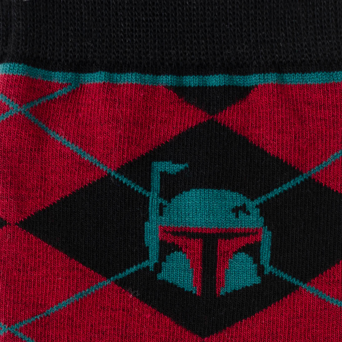 Star Wars Boba Fett Maroon and Black Argyle Socks and Crest Lapel Pin Gift Set Image 3
