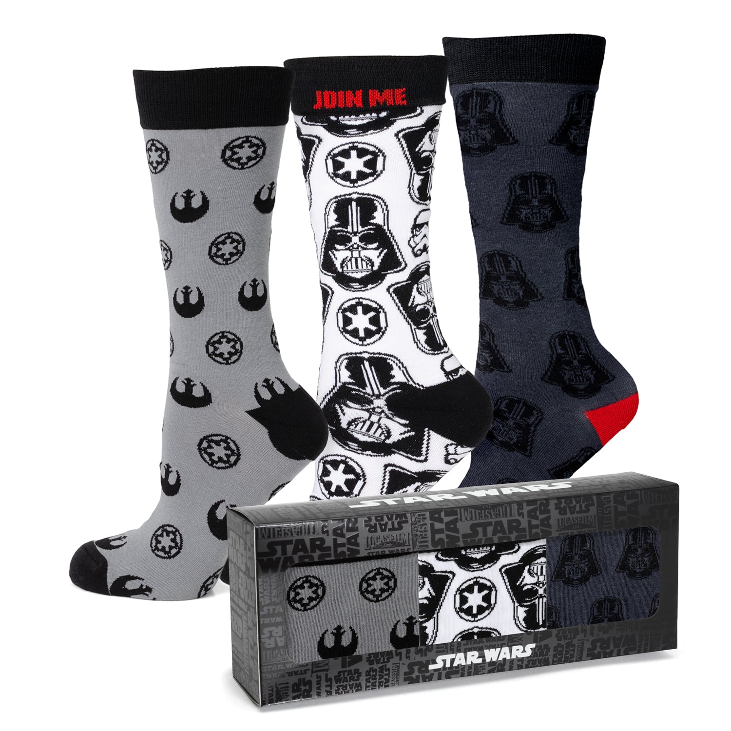 Star Wars Darth Vader Black, White, and Gray Dress Socks and Lapel Pin Gift Set Image 2