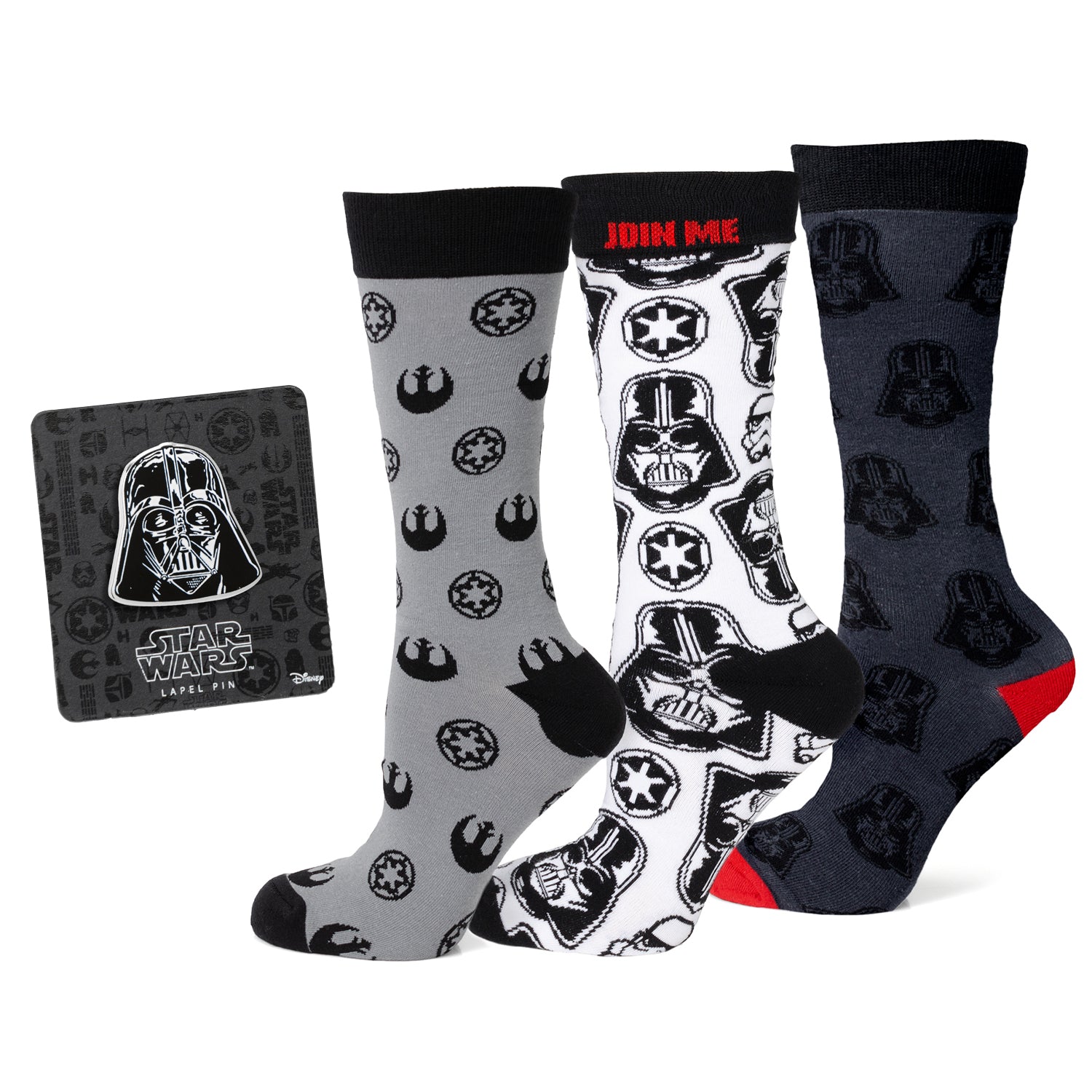 Star Wars Darth Vader Black, White, and Gray Dress Socks and Lapel Pin Gift Set Image 1