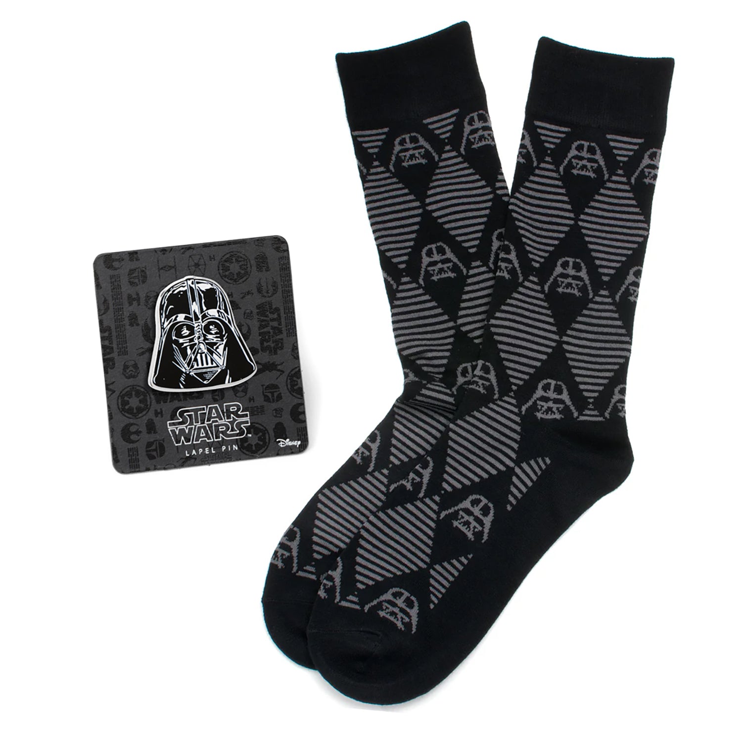 Star Wars Darth Vader Black Argyle Dress Socks and Lapel Pin Gift Set Image 1