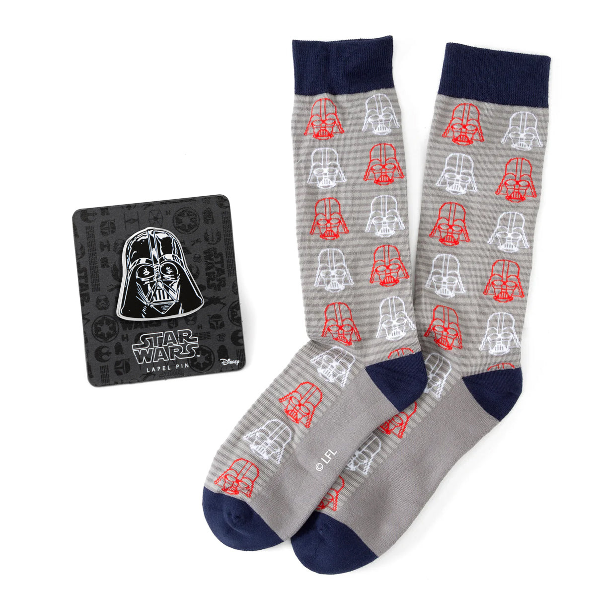 Star Wars Darth Vader Gray and Red Dress Socks and Lapel Pin Gift Set Image 1