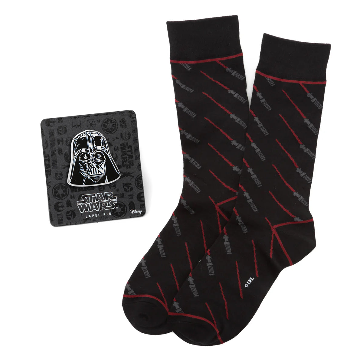 Star Wars Darth Vader LIGHTSABER Black Socks and Lapel Pin Gift Set Image 1