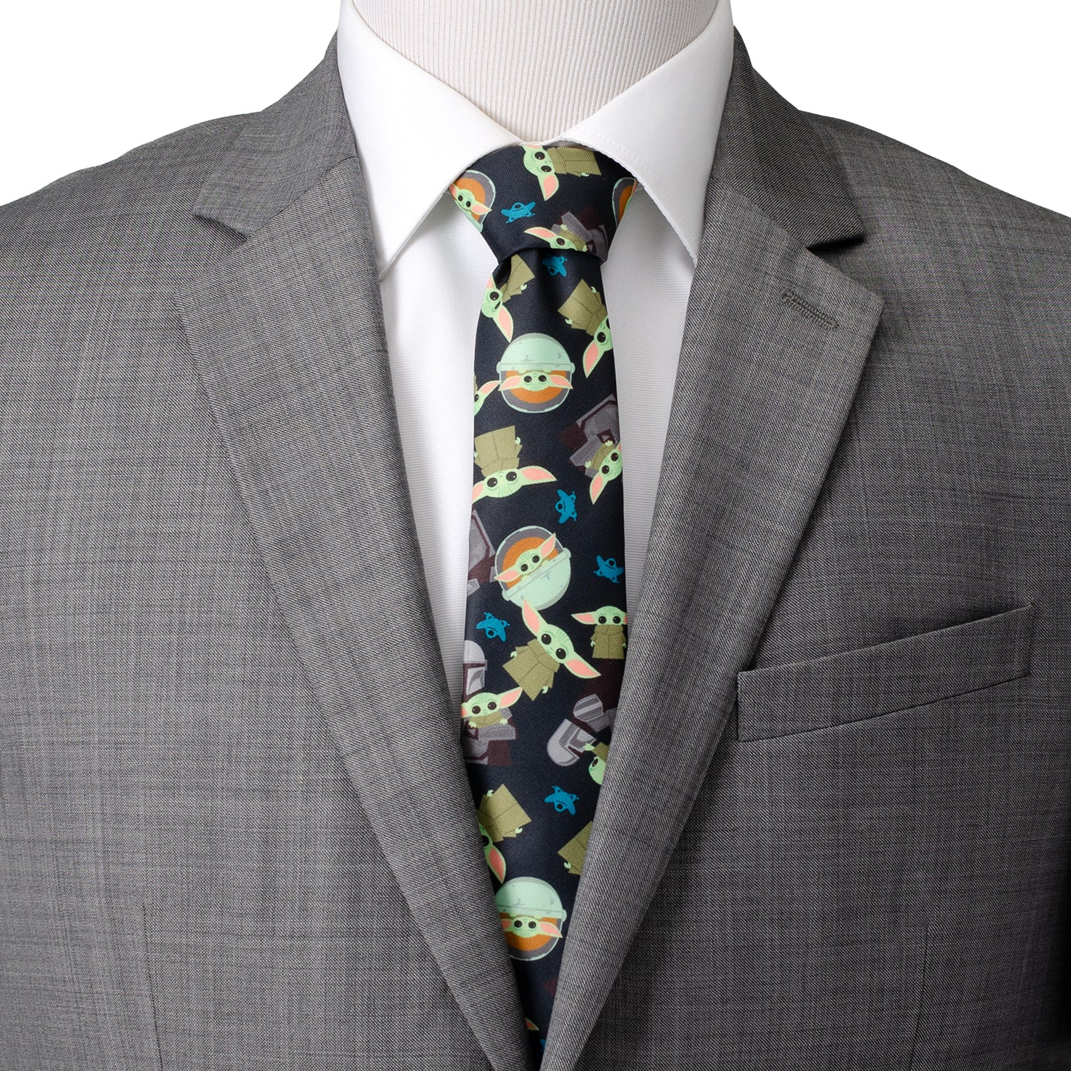 Mando Grogu Navy Men's Tie Image 2