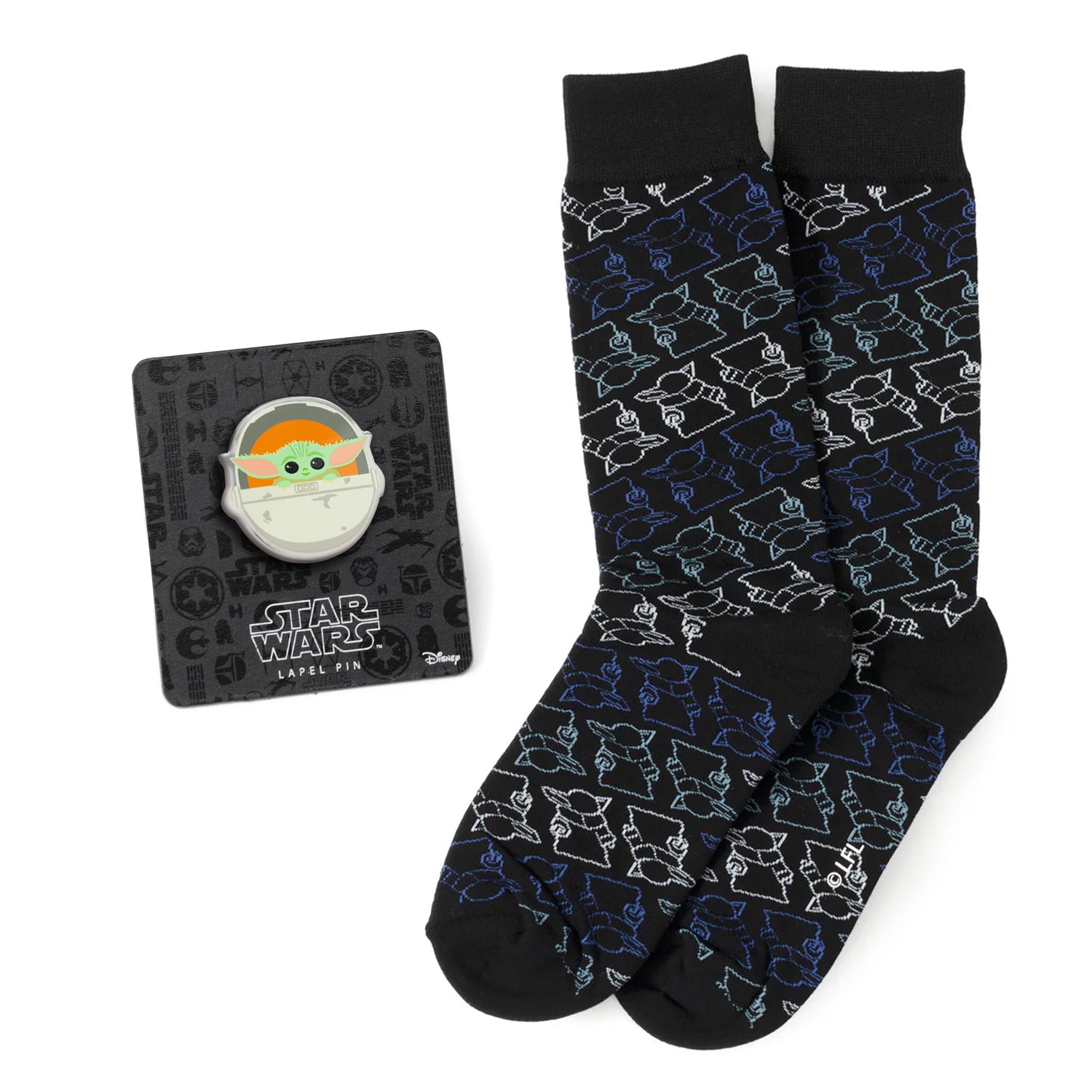 Star Wars Grogu Black Dress Socks and Lapel Pin Gift Set Image 1