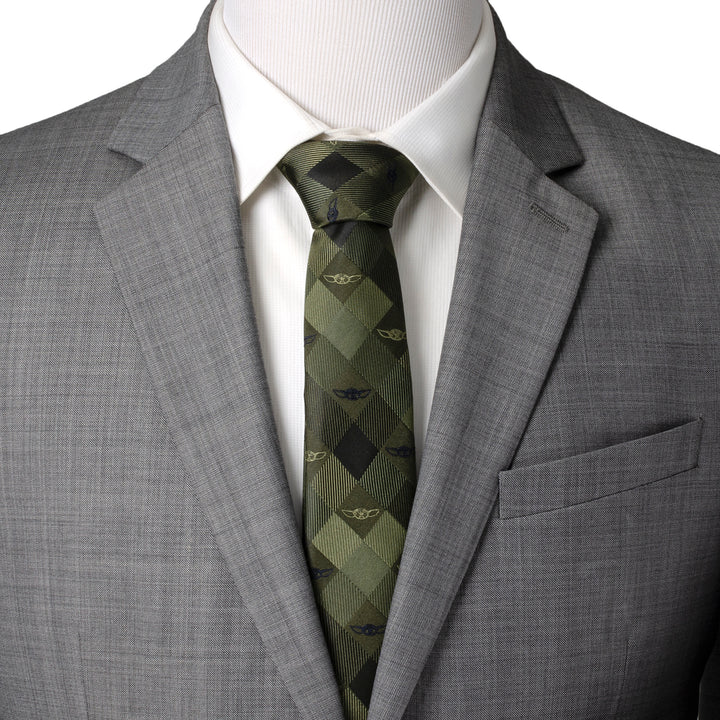 Grogu Plaid Green Men's Tie Image 2