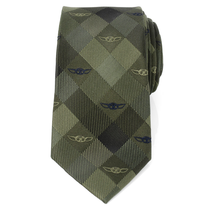 Grogu Plaid Green Men's Tie Image 3