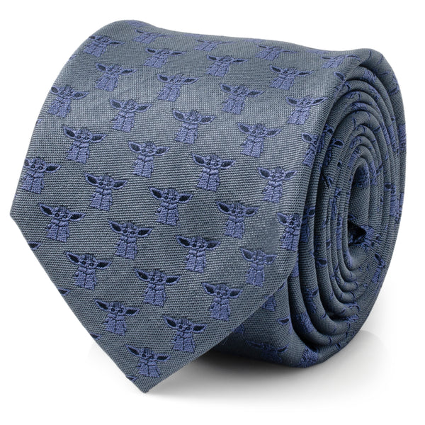 Star Wars- Grogu Blue Tonal Men's Tie Image 1