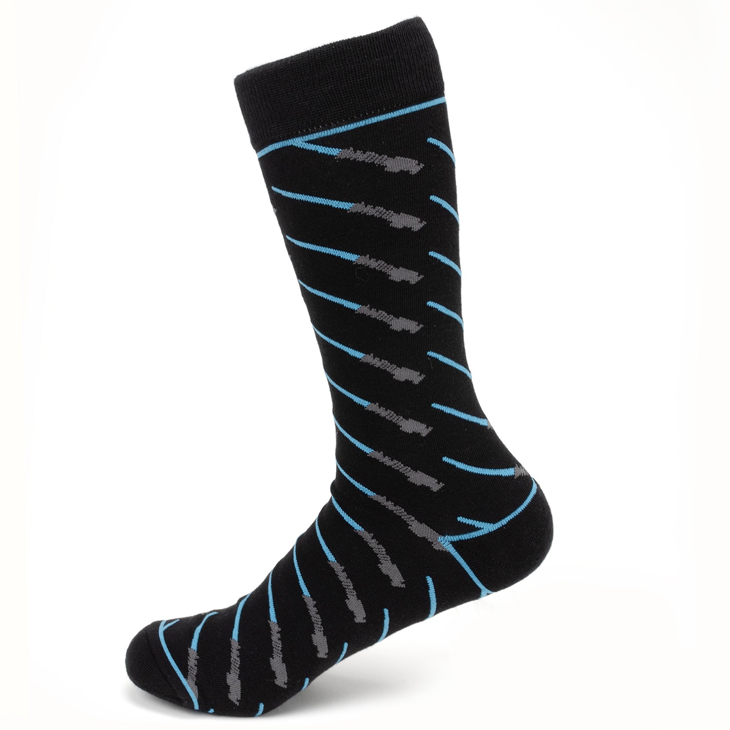 Star Wars Obi-Wan Kenobi Blue Lightsaber Pattern Black Dress Socks with Jedi Crest Lapel Pin Gift Set Image 2