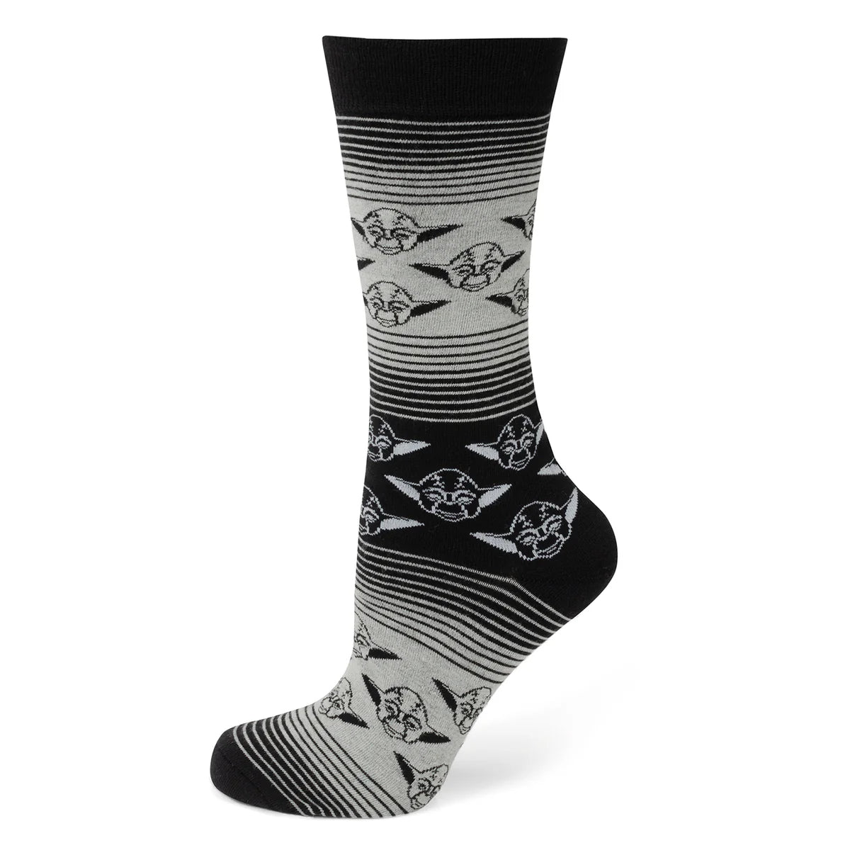 Star Wars Yoda Gray and Black Ombre Pattern Dress Socks with Jedi Crest Lapel Pin Image 2