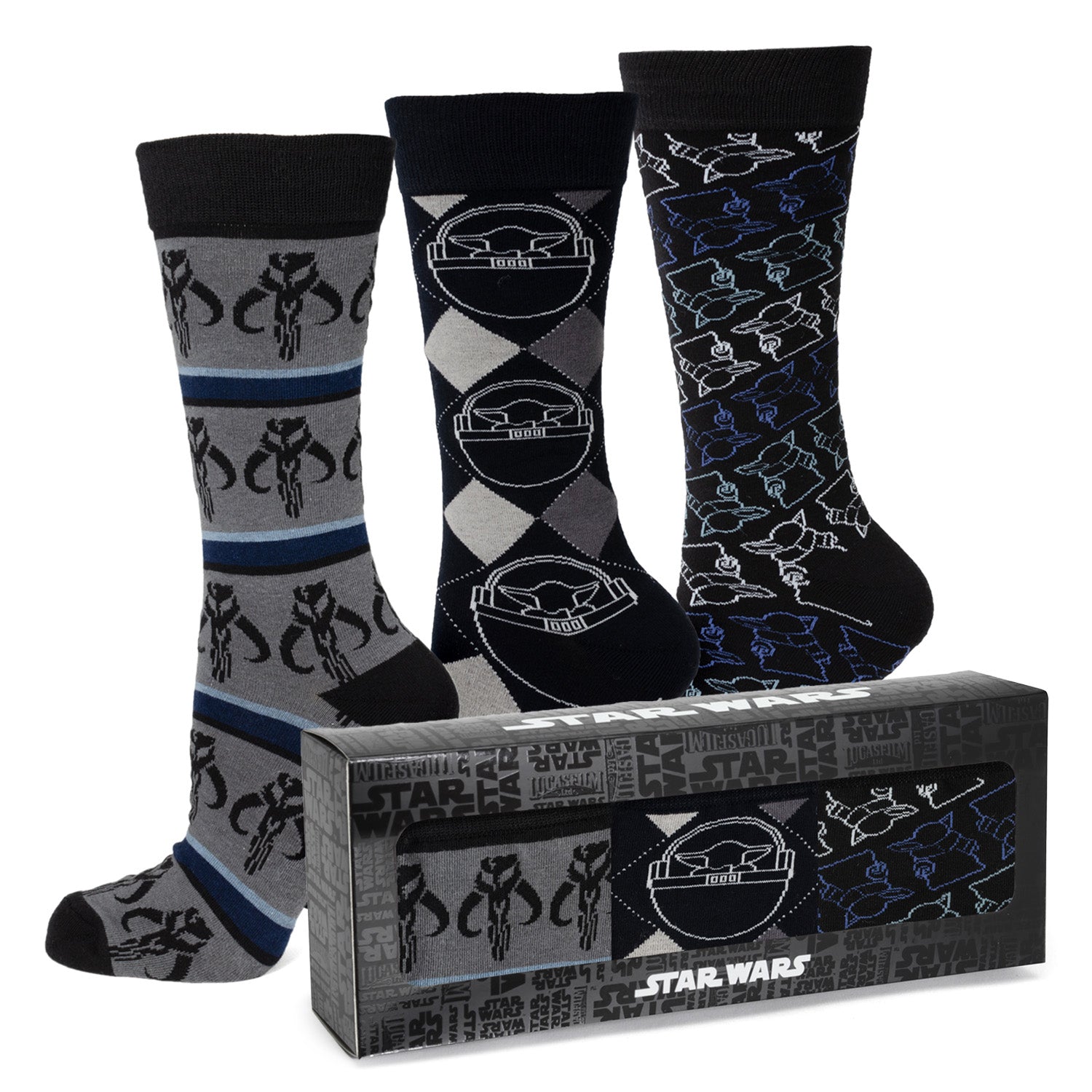 Star Wars Mandalorian 3-Pack Dress Sock and Mythosaur Lapel Pin Gift Set Image 2