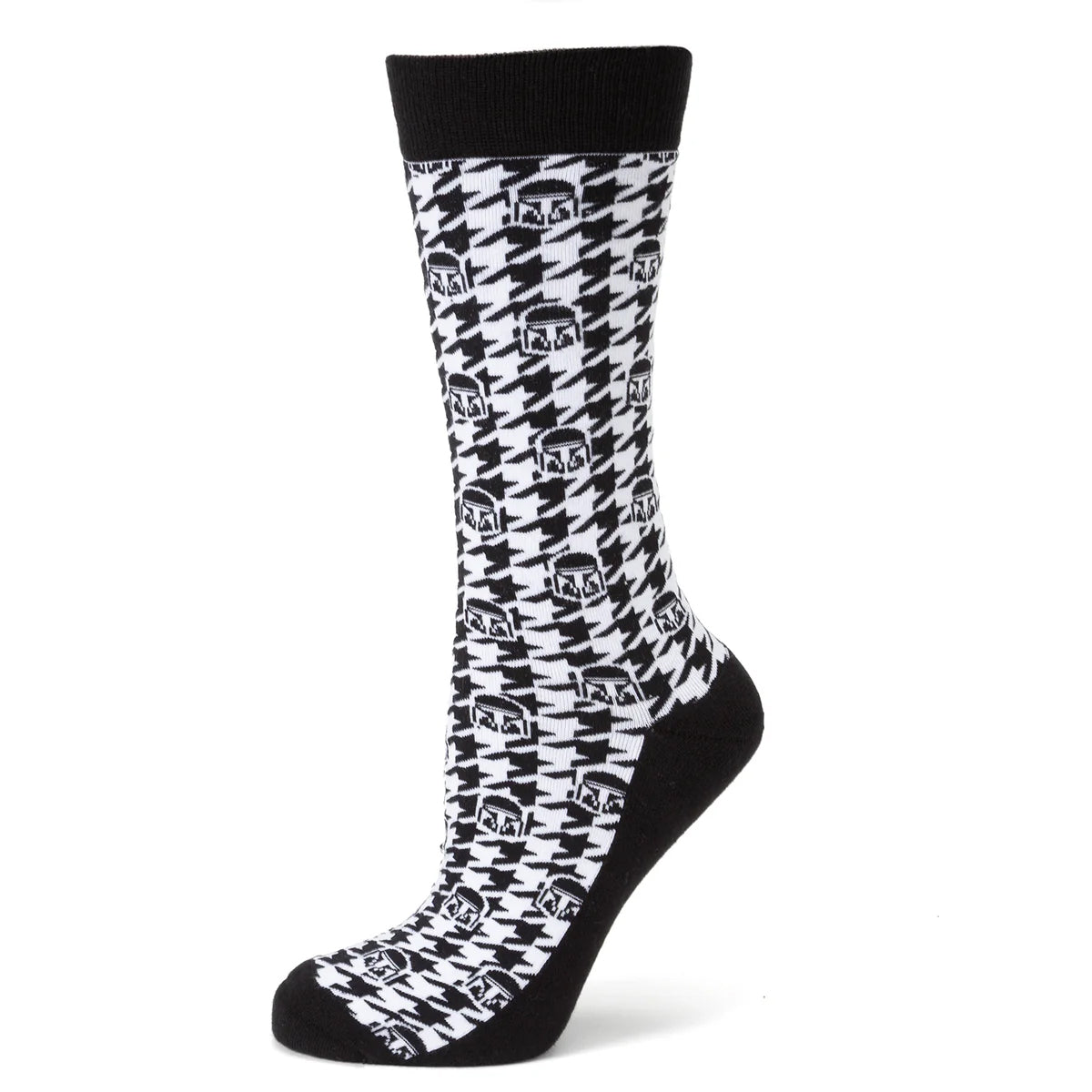 Star Wars Mandalorian Houndstooth Black and White Dress Socks and Lapel Pin Gift Set Image 2