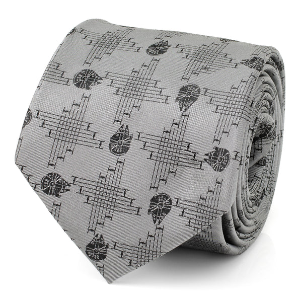 Star Wars - Millennium Falcon Gray Men's Tie Image 1