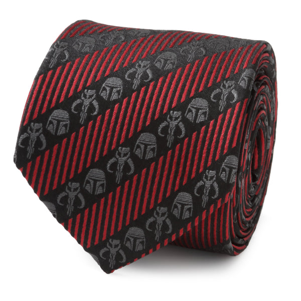Mandalorian Black Red Stripe Men's Tie Image 1