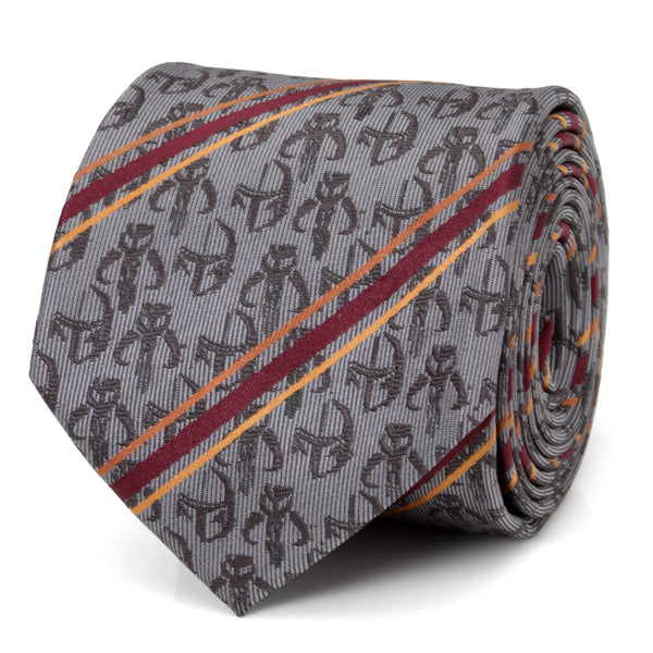 Star Wars Mando Stripe Gray Men's Tie Image 1