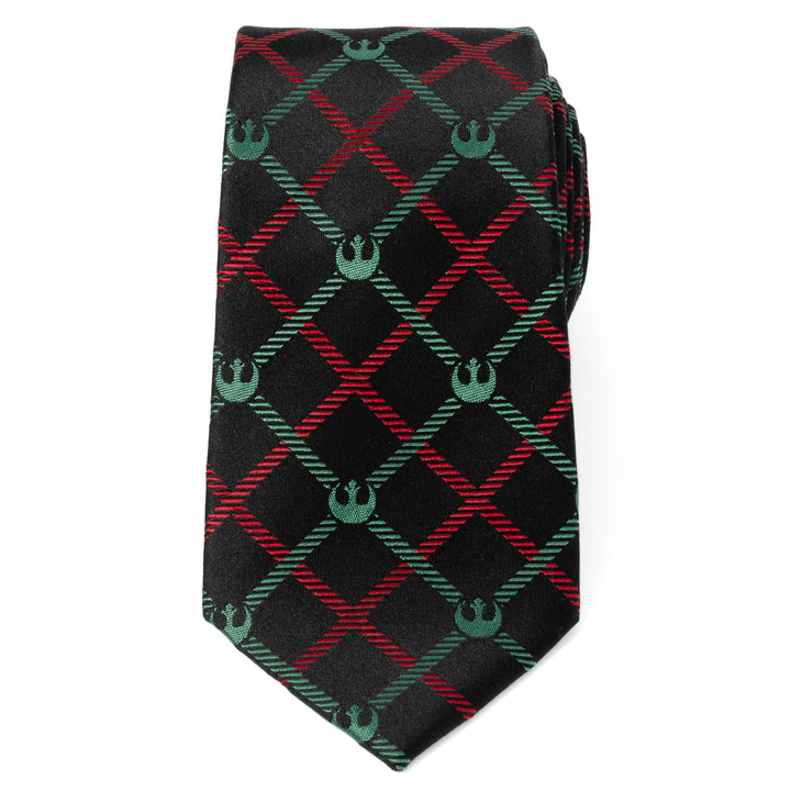 Rebel Red/Green Plaid Men's Tie Image 3