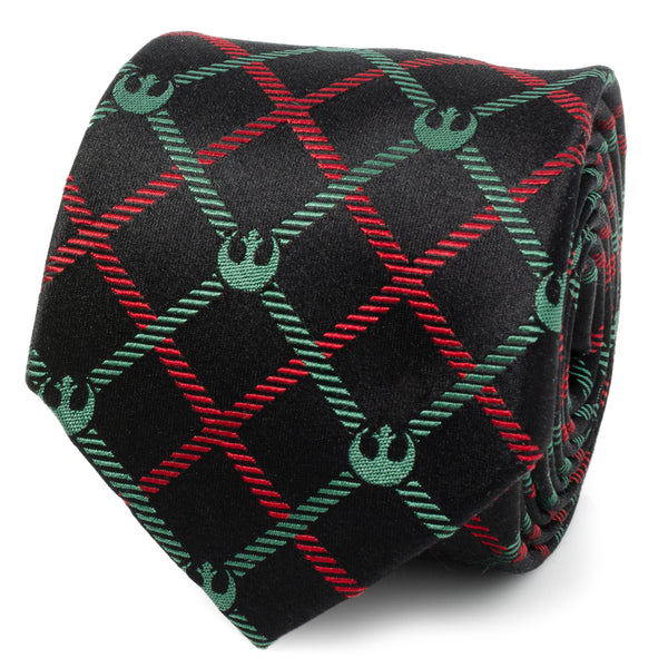 Rebel Red/Green Plaid Men's Tie Image 1