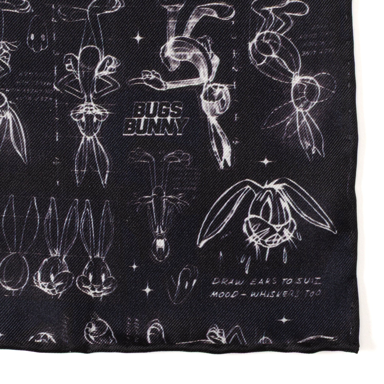 Looney Tunes Bugs Bunny Black Pocket Square