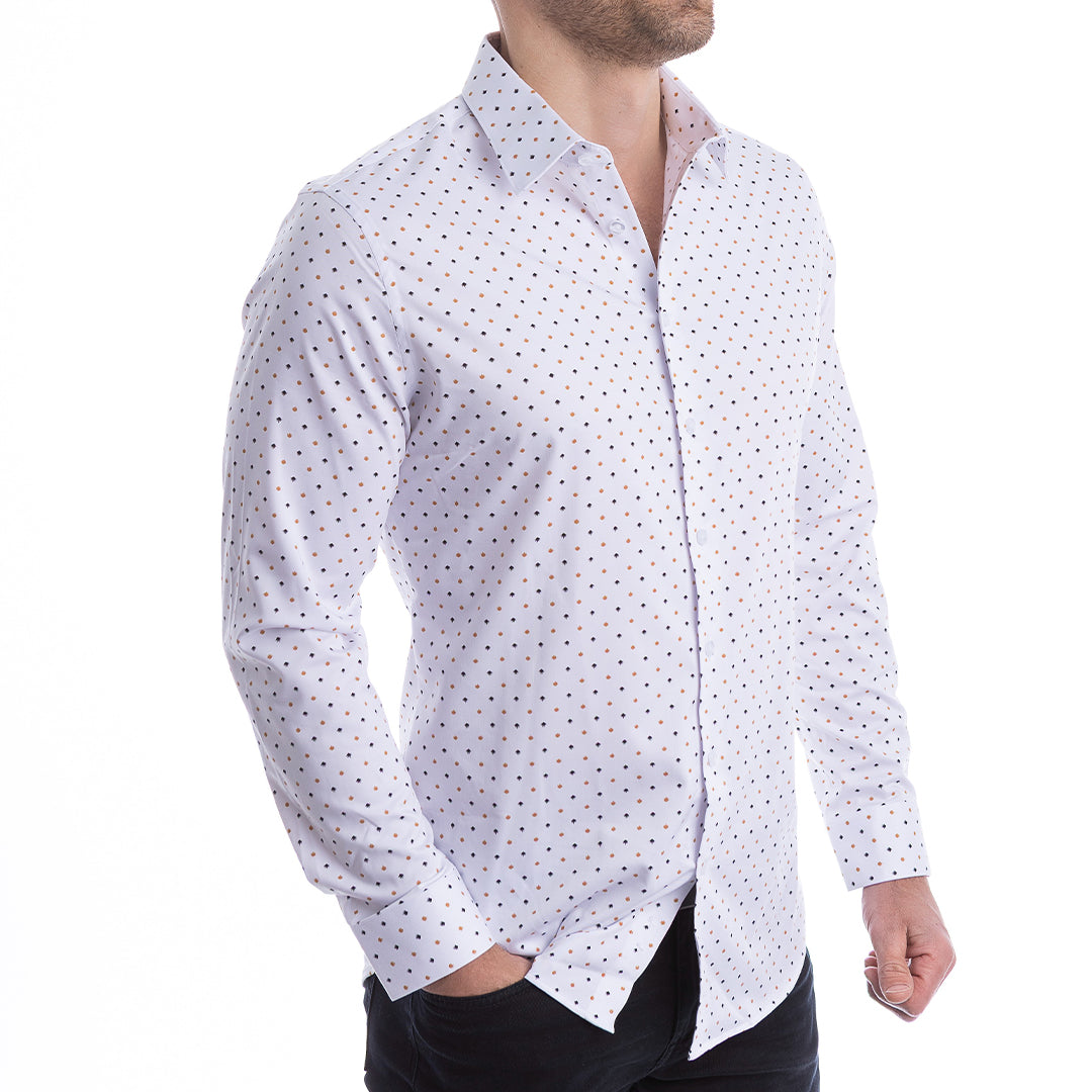 goTIELESS Ultimate Dress Shirt (White Royal Palm)