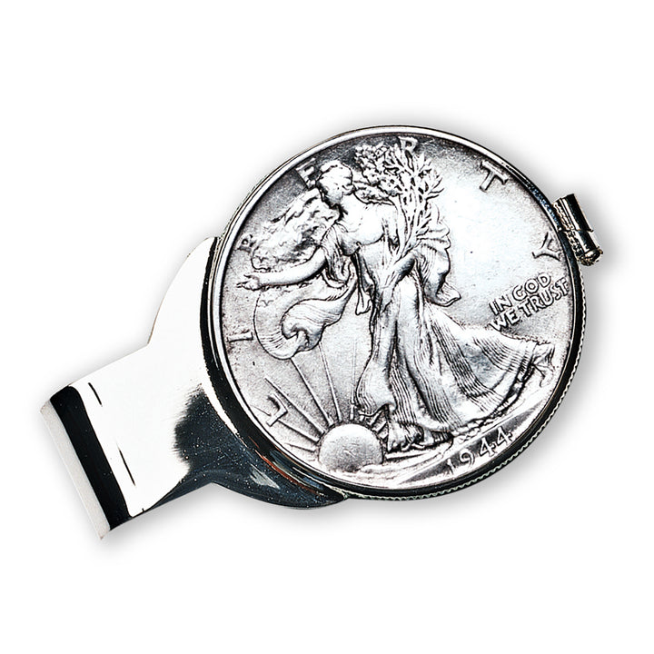 Silver Walking Liberty Half Dollar Silvertone Coin Money Clip Image 3