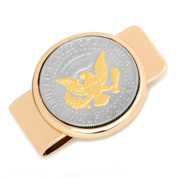 Presidential Seal JFK Half Dollar Goldtone Money Clip Image 1