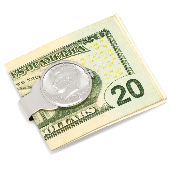 JFK Half Dollar Silvertone Money Clip Image 3