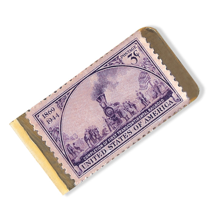 Brass Train Stamp Coin Money Clip Image 2