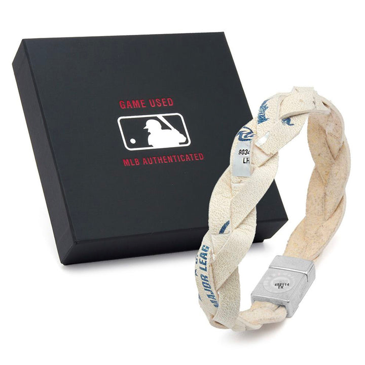 New York Yankees Game Used Baseball Leather Bracelet Image 3