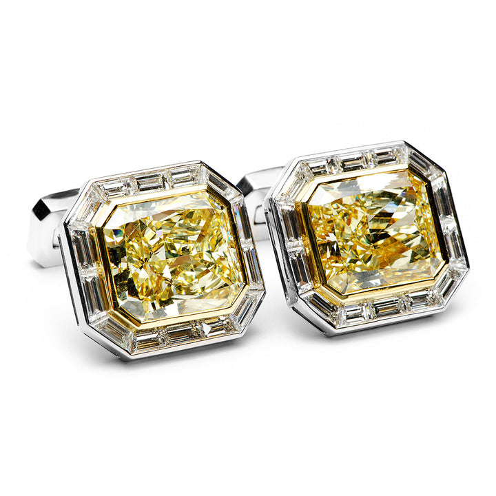 20.03-21.39CT Emerald Cut Canary Diamonds Octagon Cufflinks Image 10