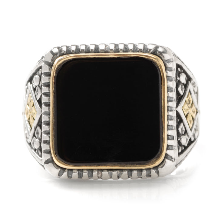 Sterling Silver & 18k Gold Black Onyx Ring Image 6