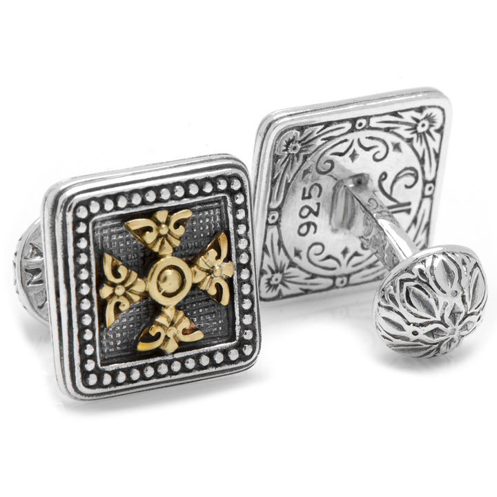 Sterling Silver & Bronze Ornate Square Cufflinks Image 2