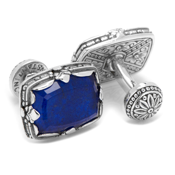 Sterling Silver and Lapis Faceted Doublet Cufflinks Image 2