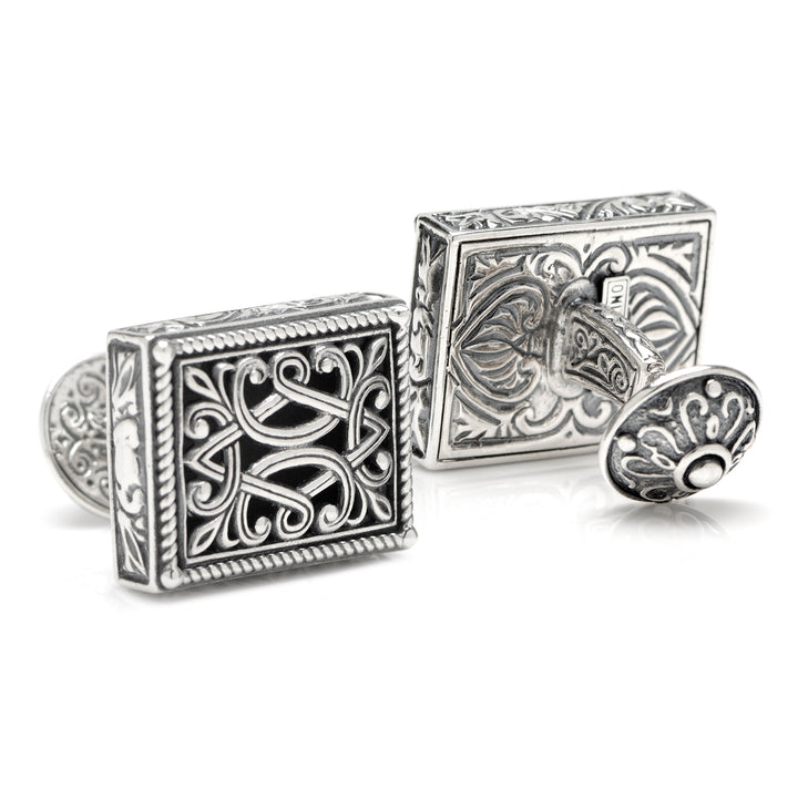 Sterling Silver Rectangle Cufflinks Image 2