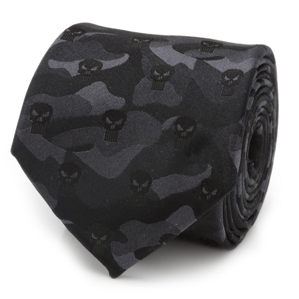 The Punisher Camo Black Silk Men's Tie Image 1