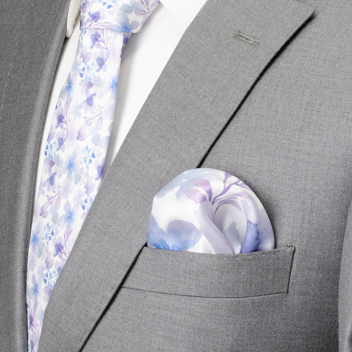 Watercolor Lavender Tie and Pocket Square Gift Set Image 7